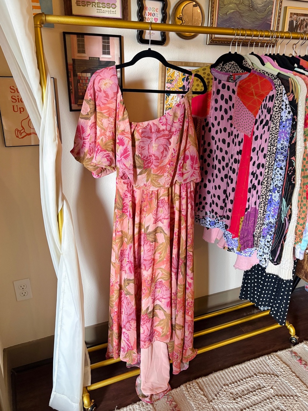 Show Me Your MuMu Garden Floral One Shoulder Midi Dress